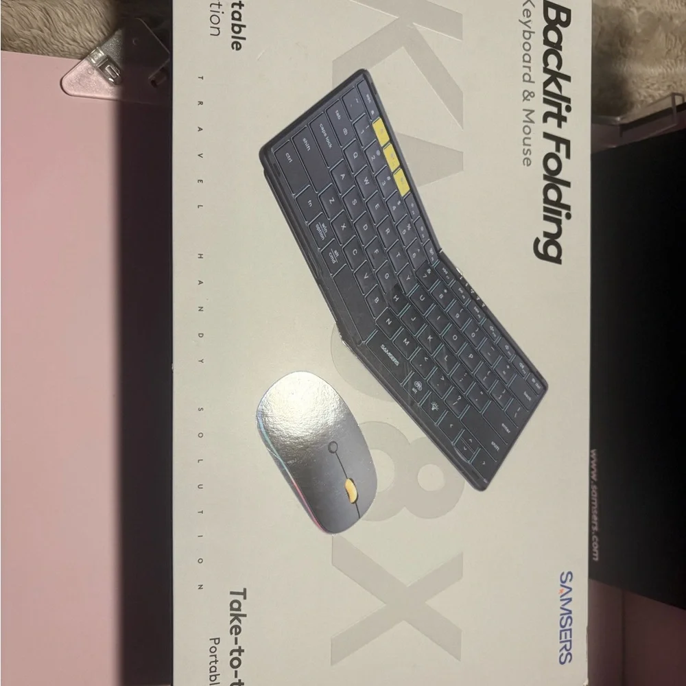 Black Backlit Folding Keyboard and Mouse Set